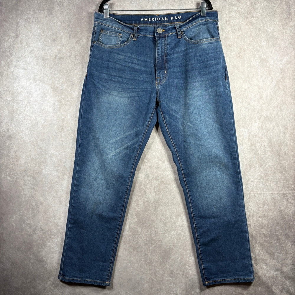 American Rag Jeans Mens 34X30 Blue Medium Wash Denim Tapered Comfort Stretch